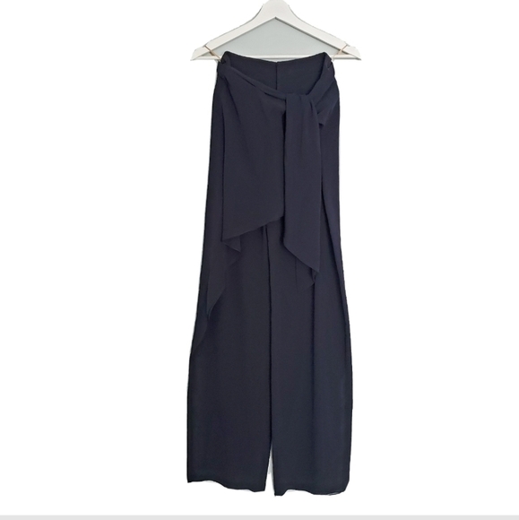 NEW Chloé Ruffled Silk Georgette Pants Navy Blue - Picture 4 of 8